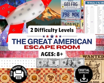 Gioco stampabile American Escape Room: USA Puzzles, 4 luglio (download digitale)
