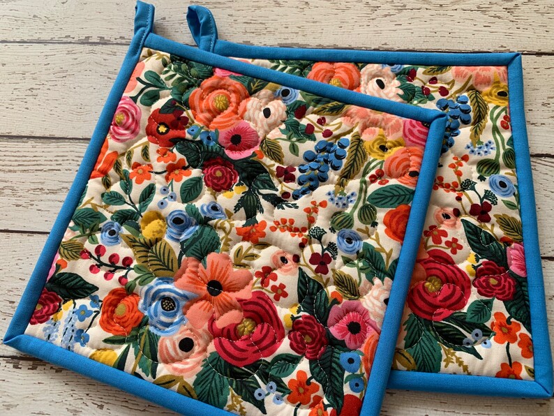 Rifle Paper Potholders Set of 2 Quilted Hotpads Garden Party Etsy