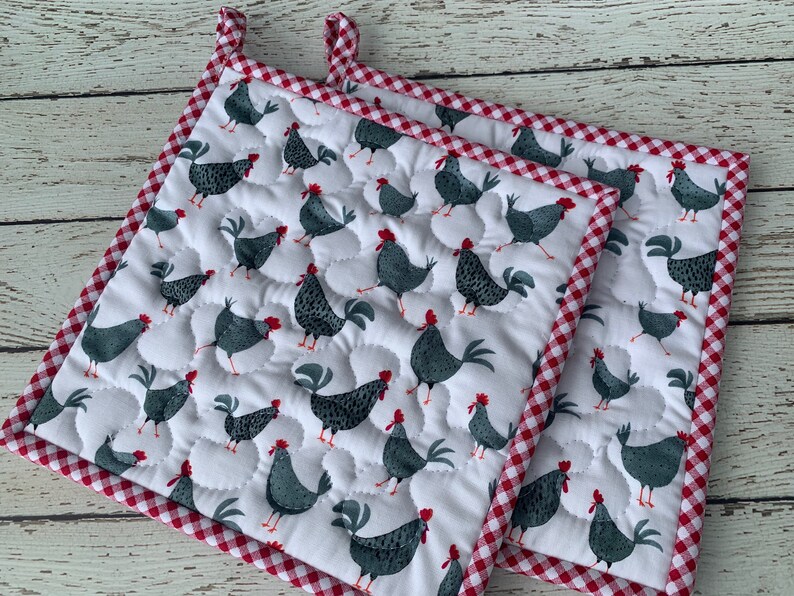 Modern Farmhouse Chicken Potholders Set of 2 Pot Holders Etsy