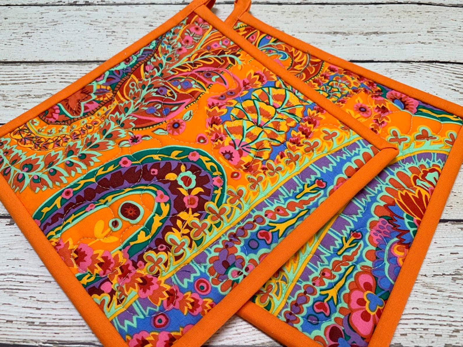 Pot Holders Quilted Potholders Kaffe Fassett Pot Holders Etsy