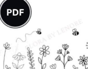 Flower Garden Stick & Stitch Pattern | Embroidery PDF | Digital Download Sheet | Stick and Stitch PDF | Instant Digital File