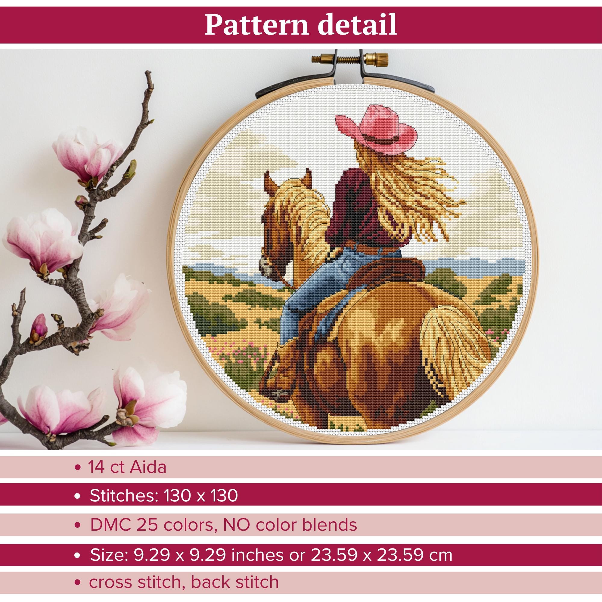 Embroidery Design Ranch Sorting Cowgirl Cross Stitch Pattern, Girl Hand Embroidery, Xstitch PDF, SAGA ...