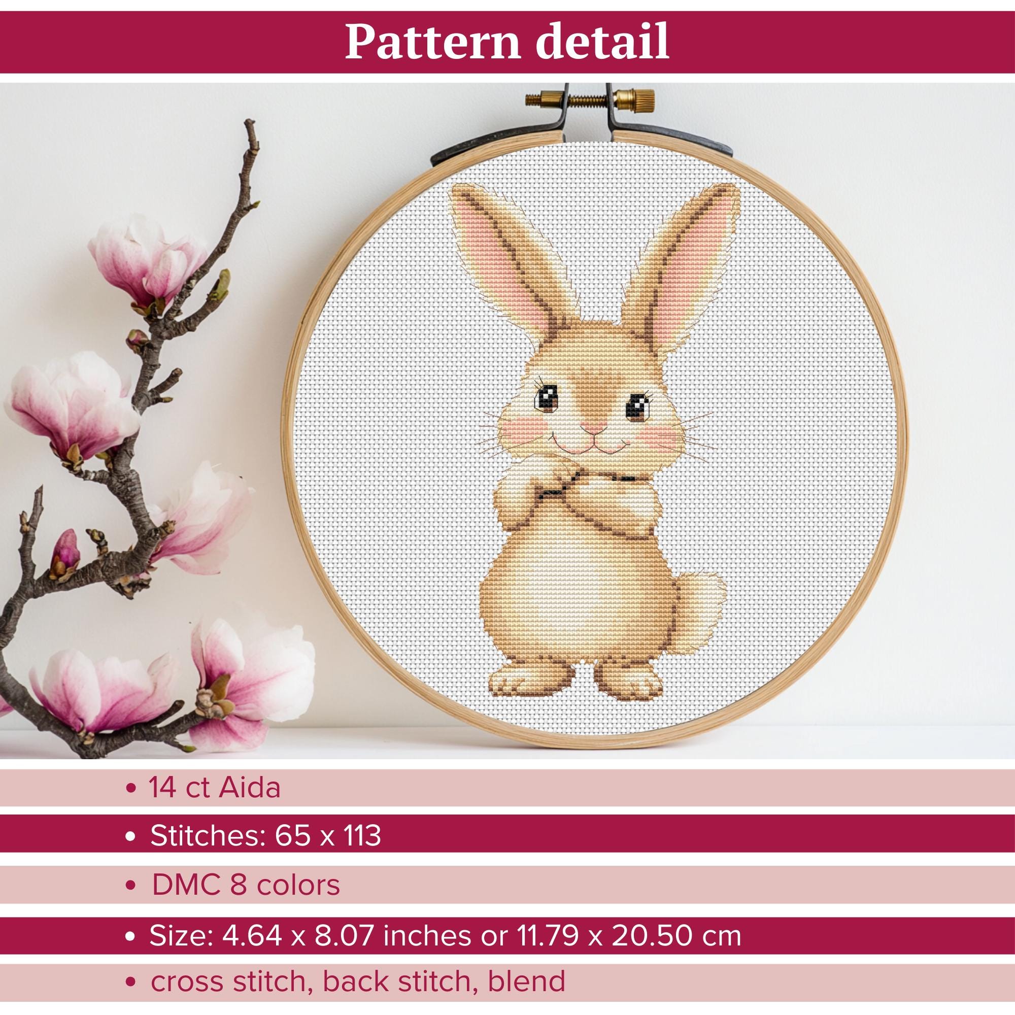 Bunny Cross Stitch Pattern, Rabbit Hand Embroidery Pattern, Hare ...