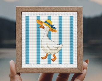 Sunny Goose Cross Stitch Pattern, Beach Summer Embroidery, Vacation xstitch chart, PDF Instant download, Tiny art, Kitchen Decor