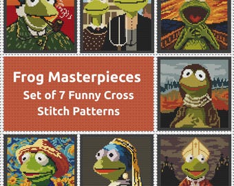 Kreuzstichmuster Frosch, Stickmuster, Kreuzstichmuster, PDF, gestickt, bestickt, gestickt, bestickt