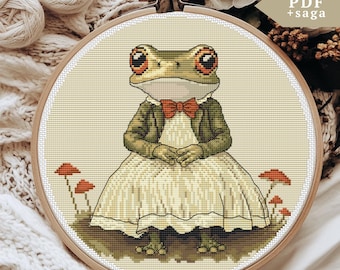 Frog in a Dress Cross Stitch Pattern, Toad Embroidery Design, PDF, Saga,  Vintage Frog, Animal, Nature Modern Xstitch, Woodland Crossstitch - Etsy