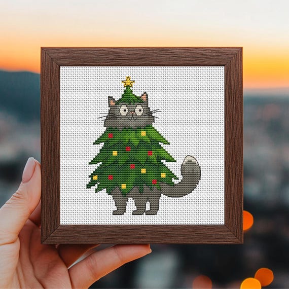 稲垣知雄 木版画 「Cat and Christmas Tree」 Tomoo Inagaki