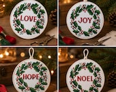 クリスマス クロスステッチ パターン、小さな刺繍、クリスマス リース