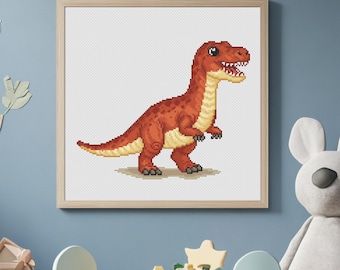 Tyrannosaurus Cross Stitch Pattern, Dinosaur Embroidery pattern, nursery decor, Kids Room, PDF Instant download