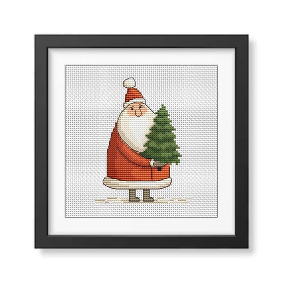 サンタクロースのクロスステッチパターン、小さな刺繍、クリスマス