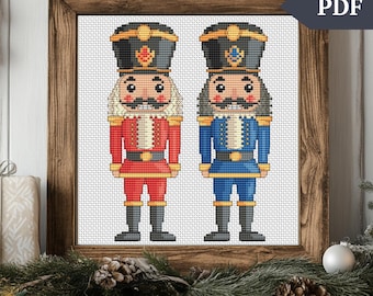 サンタクロースと鹿のクロスステッチパターン、トナカイの手刺繍、PDF