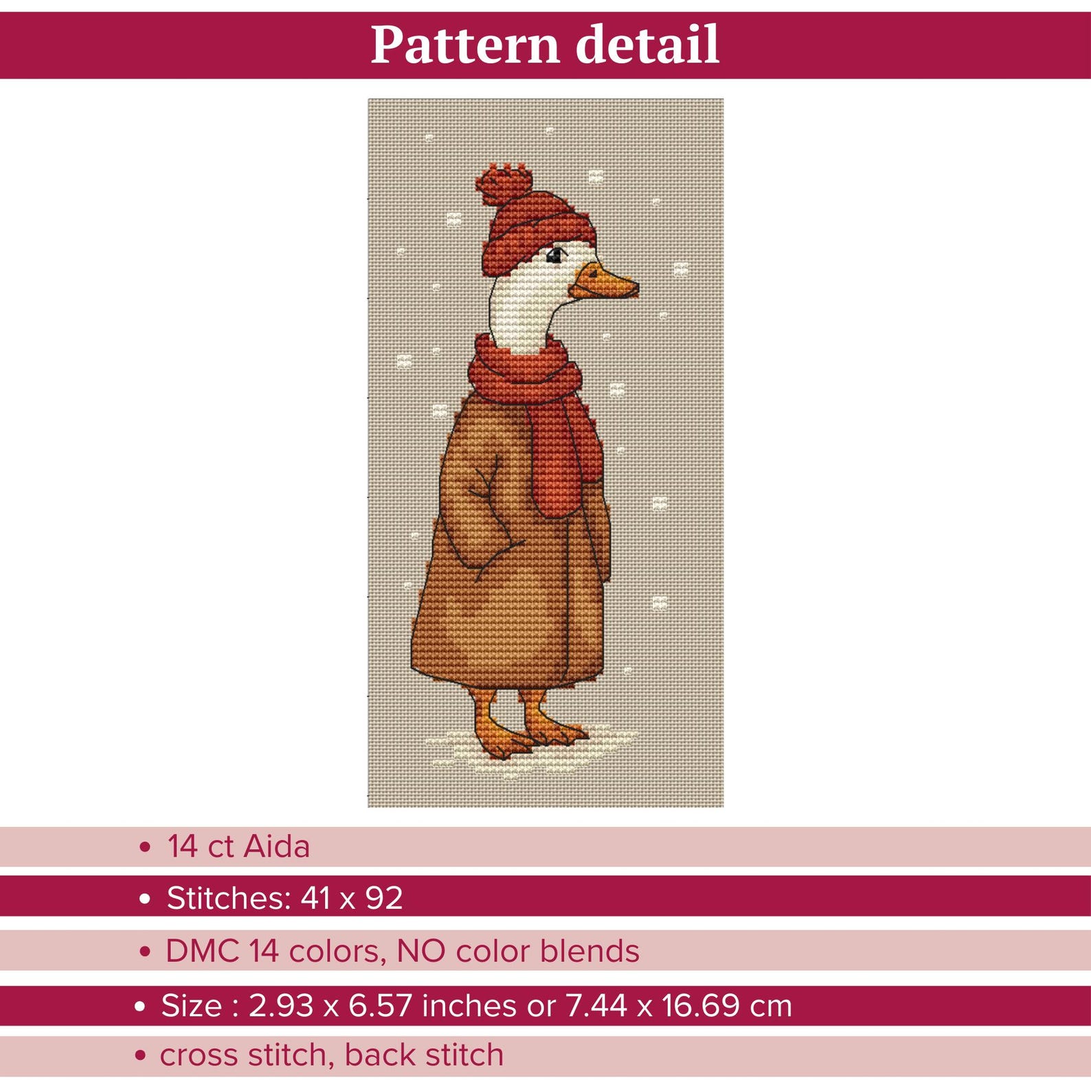 Goose Graph Pattern Christmas Geese Cross Stitch Pattern, Goose Embroidery, Farm Animal ...
