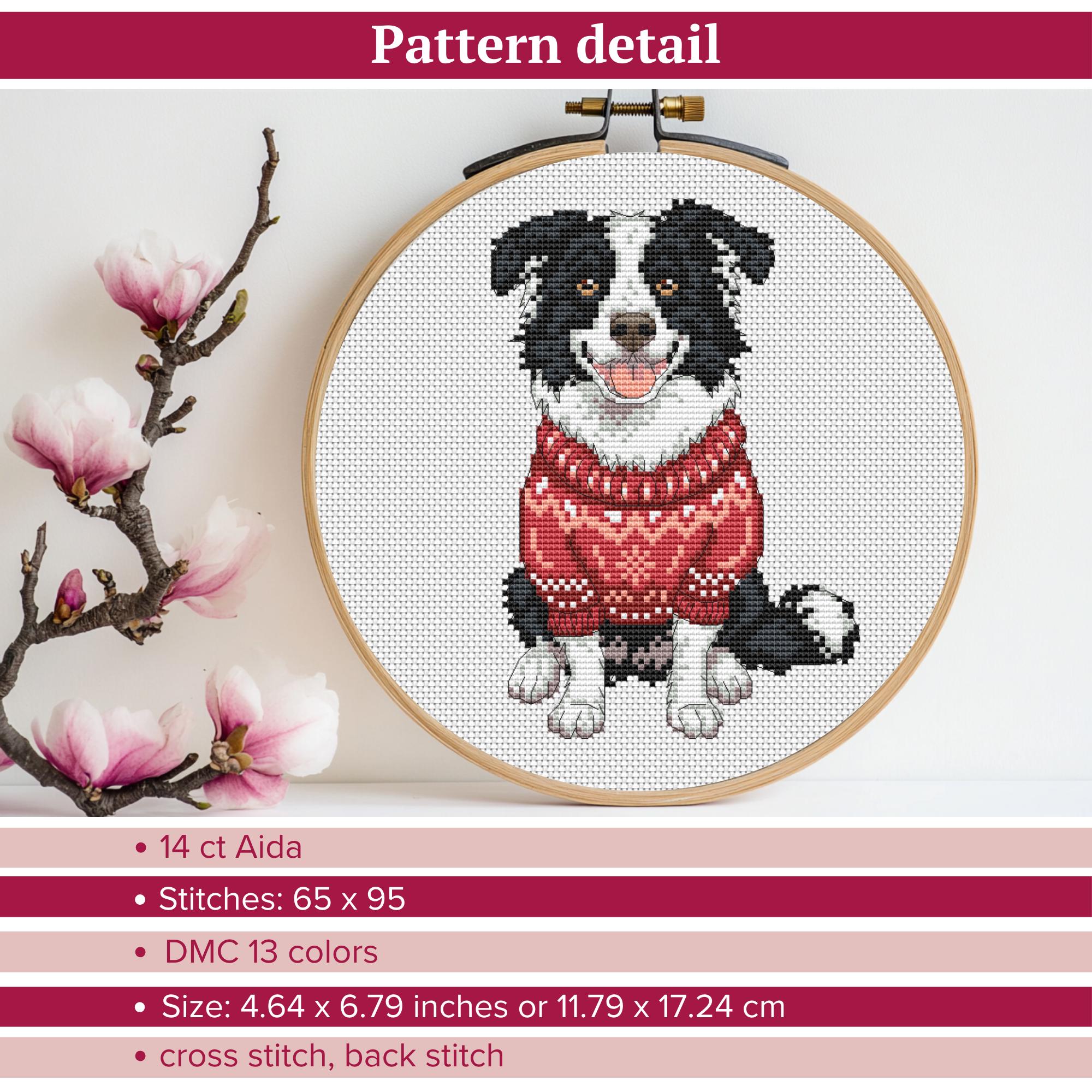 Border Collie Cross Stitch Pattern, Dog Christmas Embroidery, PDF File ...