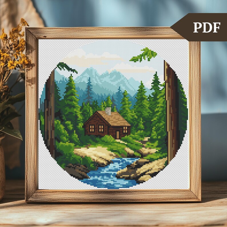 House in the Forest Cross Stitch Pattern, Hand Embroidery, PDF File ...