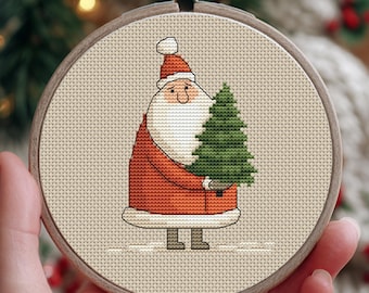 サンタクロースのクロスステッチパターン、小さな刺繍、クリスマス