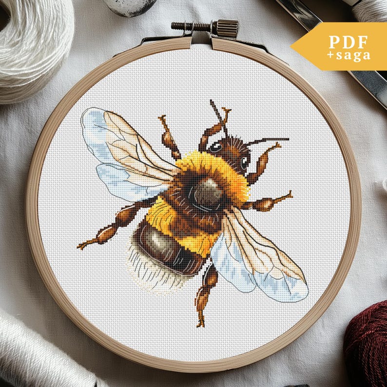 Bumblebee Cross Stitch Pattern, Honey Bee Embroidery, Xstitch PDF, SAGA ...