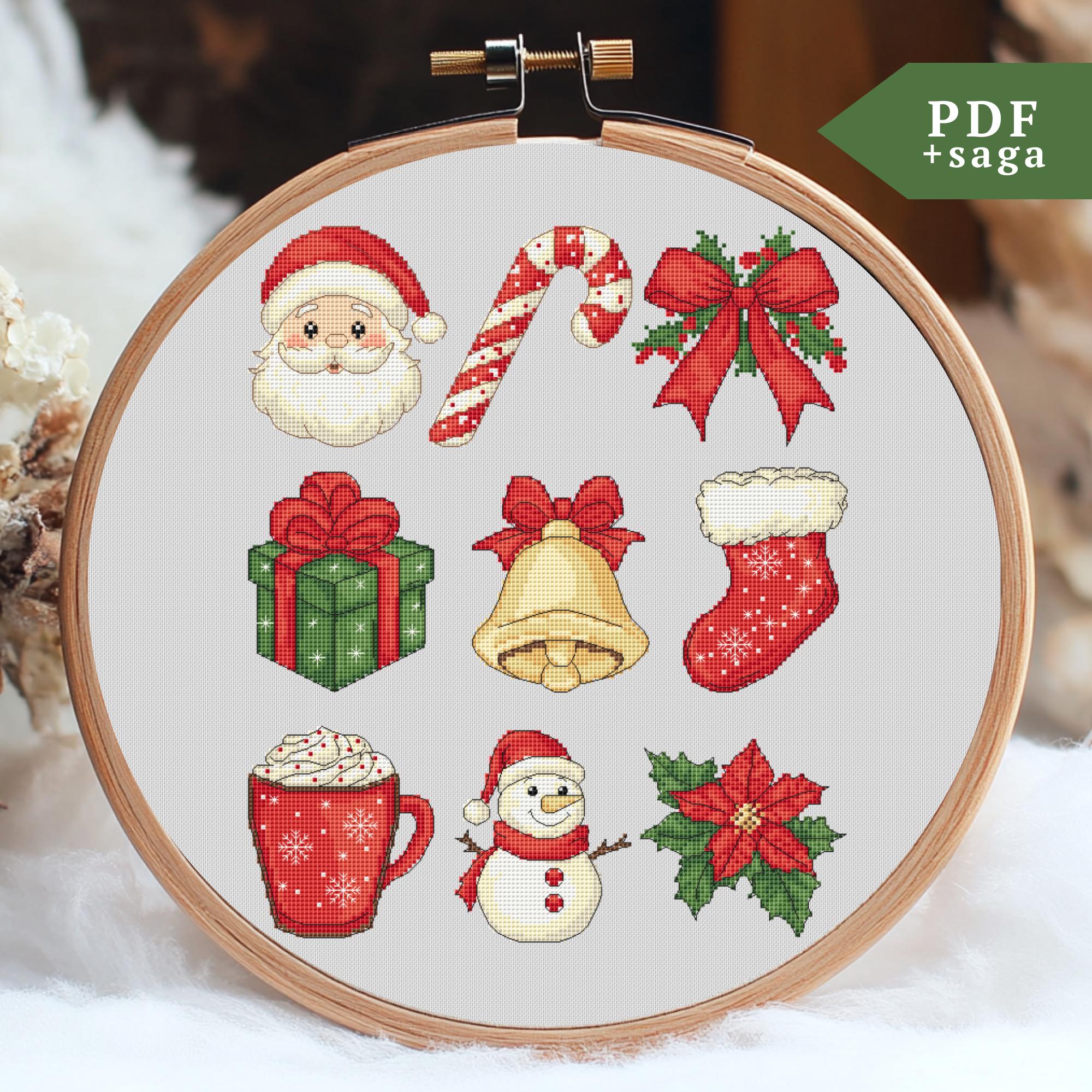 クリスマスオーナメントのクロスステッチパターン、小さな刺繍セット