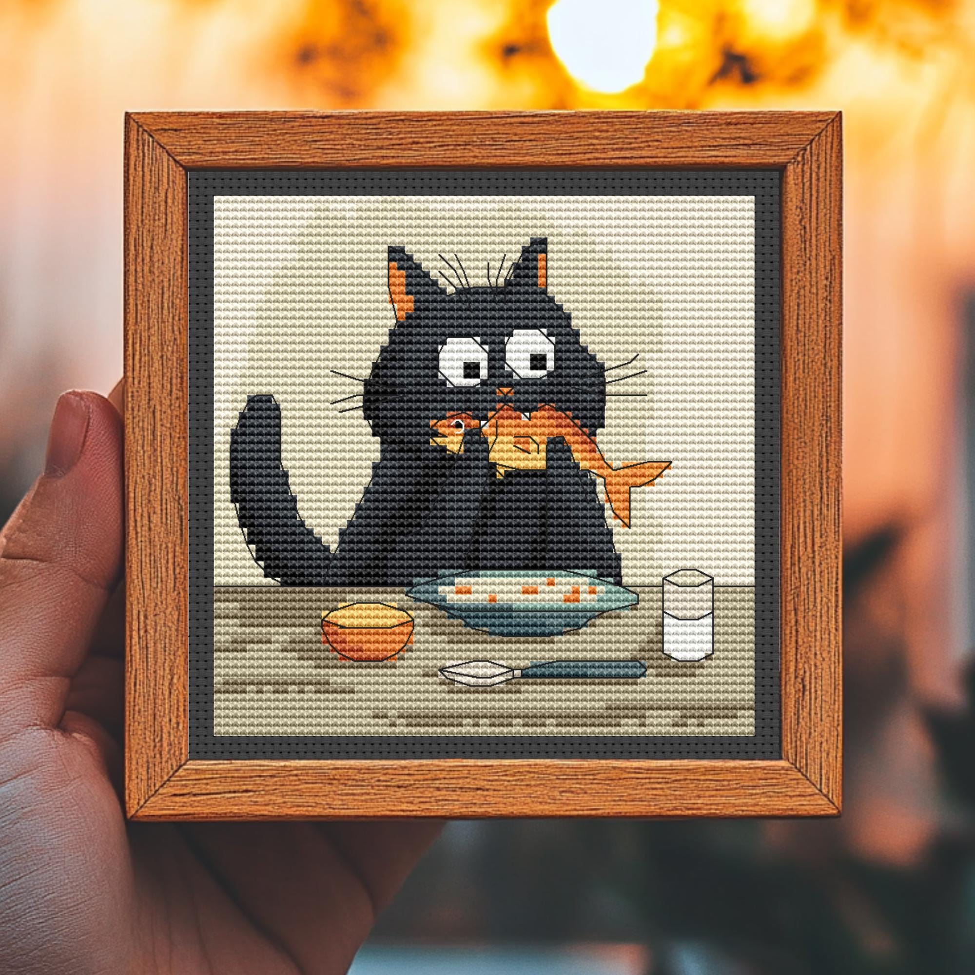 Cat Cross Stitch Pattern, Mini Embroidery, Modern Counted Xstitch