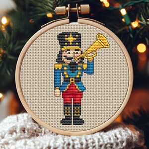 Christmas Nutcrackers Cross Stitch Pattern, Set of 4 Small Embroidery ...