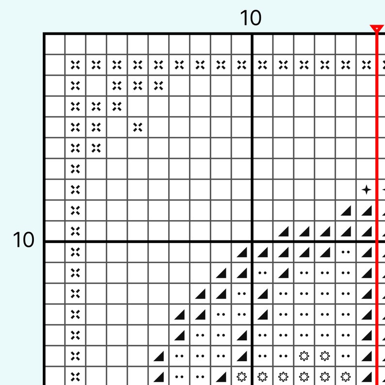 Close-up of black and white symbol chart.