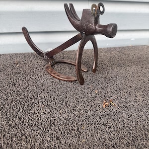 Metal dog sculpture