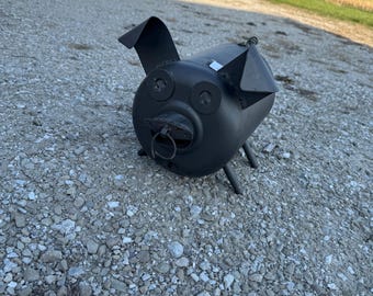 Metal pig sculpture or yard art