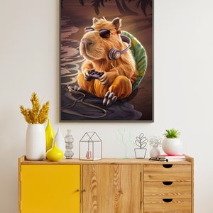 capybara, mignon capybara jeux gaming 4, art capybara, art mural imprimable, poster animal, décoration d'intérieur, affiche, créature