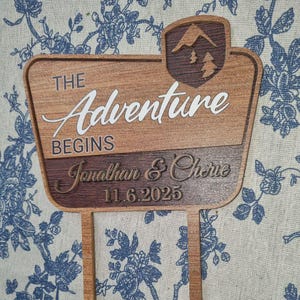 Custom National Park Theme Wedding Cake Topper, Let the Adventure Begin Cake Topper, Wedding Cake Decor, Our Biggest Adventure