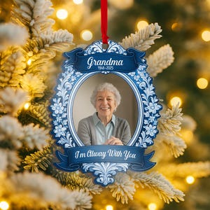 Personalized Memorial Ornament - Custom Photo Remembrance Gift - In Loving Memory Christmas Decoration - Loss of Loved One Keepsake