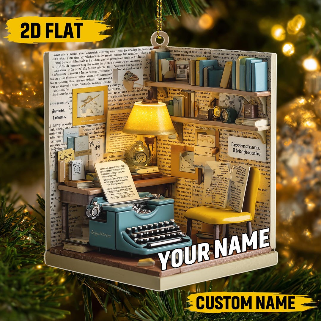 Custom Writer Ornament | Acrylic 2D Flat Writing Room Decor ...