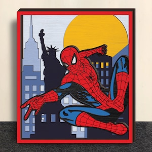 Super eroe multistrato, fle tagliate al laser - pezzo d'arte a 8 strati per Glowforge - SVG - PDF