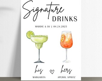 Signaturdrink för bröllopsbaren: Redigerbar Canva-mall (digital nedladdning)