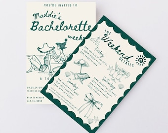 Vintage Bachelorette Party Itinerary Template: Handwritten Style (Editable Canva Template)