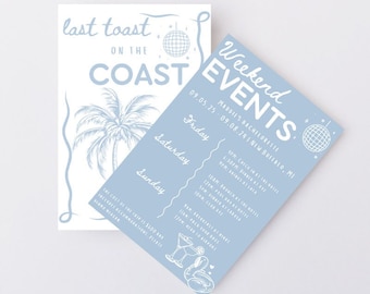 Coastal Bachelorette Party Itinerary: Handwritten Canva Template (Digital Download)
