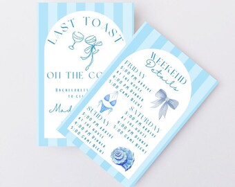 Coastal Bachelorette Party Itinerary Template: Last Toast on the Coast (Canva Editable, Digital Download)