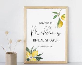 Lemon Bridal Shower Welcome Sign: Editable Canva Template (Digital Download)