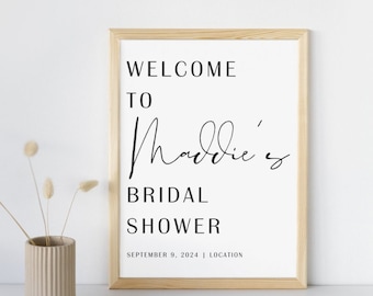 Minimalist Bridal Shower Welcome Sign: Editable Canva Template (Digital Download)