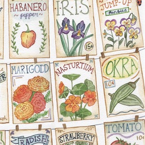 Seed Packet Alphabet - 11x14" Watercolor Print, Garden ABCs, Farmer or Gardener Gift, Nursery Art, Classroom Decor, Plants From A to Z