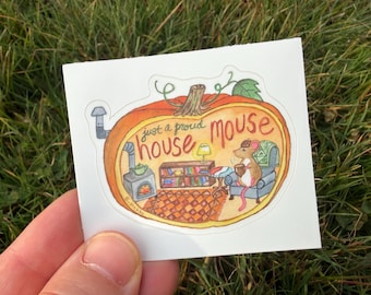 House Mouse Vinyl Sticker - Homebody in Cozy Pumpkin