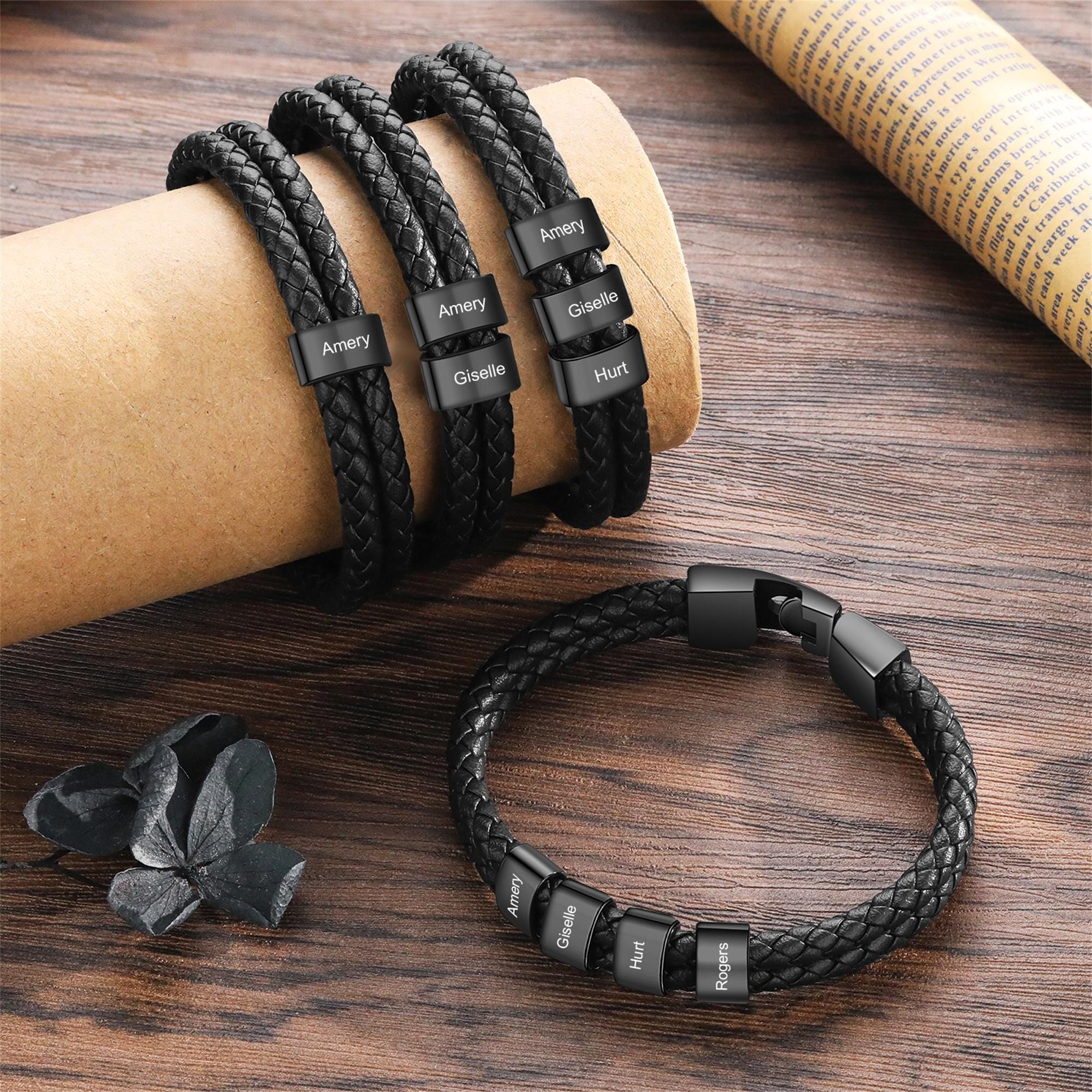 Lederarmband Für Herren Mit Gravur 'Ich Liebe Dich' – 21,5 Cm, Magnetischer Verschluss, Geschenk Für Papa, Ehemann, Sohn