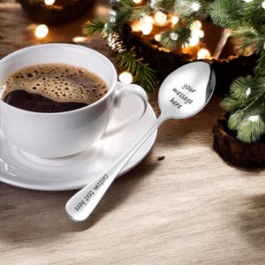 Personalized Name Coffee Spoon - Custom Engraved Spoons with Text or Logo, Gift for Mom, Dad, Friends, Lover,Birthday Gift,Father's Day Gift