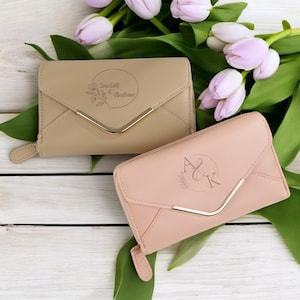Cartera personalizada para mujer: cartera con nombre y foto, flor de nacimiento, regalo para el Día de la Madre, aniversario y cumpleaños para niñas, mamás y abuelas.