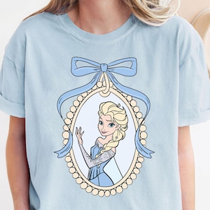 Camiseta vintage de princesa Elsa de Disney con lazo, camiseta de Frozen de Disney, camiseta de princesa Elsa, viaje familiar a Disneyland, tour de WDW, regalo de cumpleaños