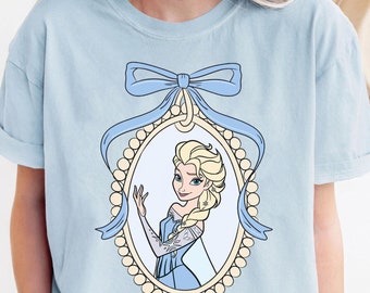 Vintage Disney Elsa Princess Coquette Bow Shirt, Disney Frozen Tshirt, Elsa Princess Tee, Disneyland Family Trip, Wdw Tour, Birthday Gift