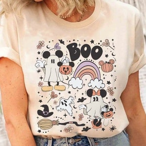 chemise d&#39;Halloween vintage Disney Mickey et fantômes, chemise Disney Boo, t-shirt drôle d&#39;Halloween, chemise de la saison effrayante, cadeau d&#39;Halloween, chemise d&#39;Halloween