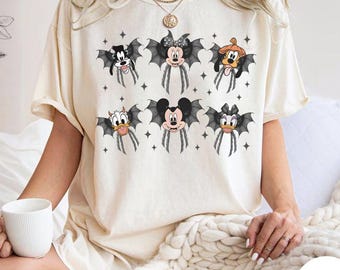 Camiseta con lazo de coqueta de la temporada espeluznante de Disney, camiseta de Halloween de Mickey y sus amigos, fiesta de Halloween de Mickey no tan aterrador, camiseta de Halloween de Disney