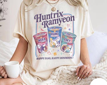 Chemise Huntrix Ramyeon pour les fans, t-shirt inspiré du film Demon Hunter, t-shirt esthétique aux nouilles coréennes, haut streetwear cool Kpop KPDH, KPDH Ramyeon