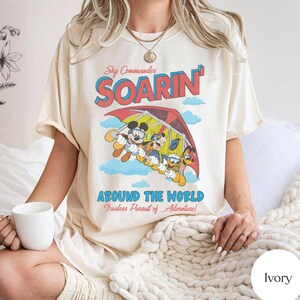 Mickey & Friends Soarin&#39; Around The World Shirt, Disney Ride Epcot Center Tee, Vintage Disneyland Trip Outfit, Goofy pluto tee, Donald daisy