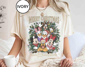 Retro Walt Disney World Merry Christmas Shirt, Disney Christmas Tshirt, Mickey And Friends Xmas Tee, Disney Trip Shirt, Xmas Holiday Shirt