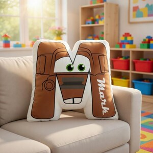 Personalized Cars Letter Pillow, Kids Cars Alphabet Pillow, Custom Lightning Mcqueen Name Pillow, Cartoon Pillow Gift, Room Decor image 4